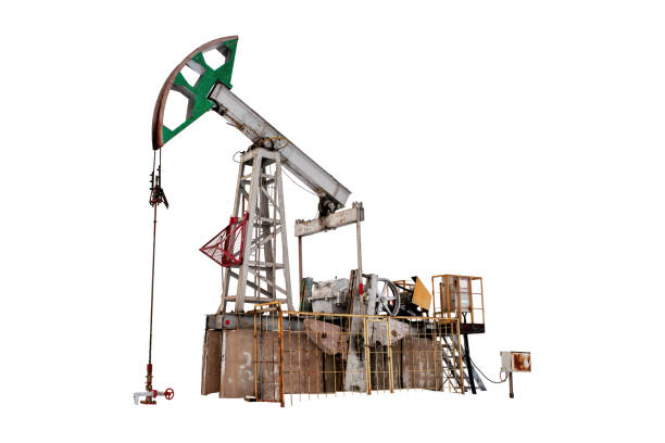 istock Isolated Oil pump jack on white background for design. 1323529978