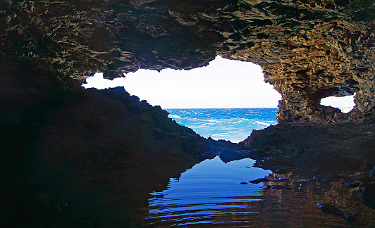 Animal Flower Cave is a cave that is located on the cliffs of North Point, Saint Lucy, Barbados. It is the only accessible solitary sea cave on the island.