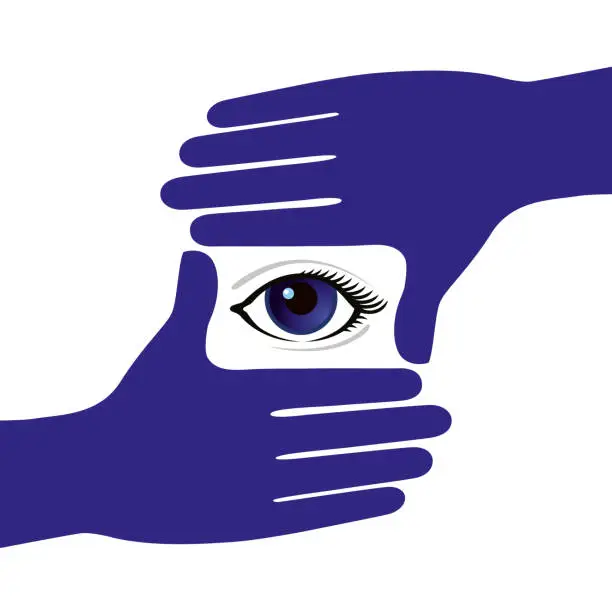Vector illustration of Camera Eye Framed With Hands