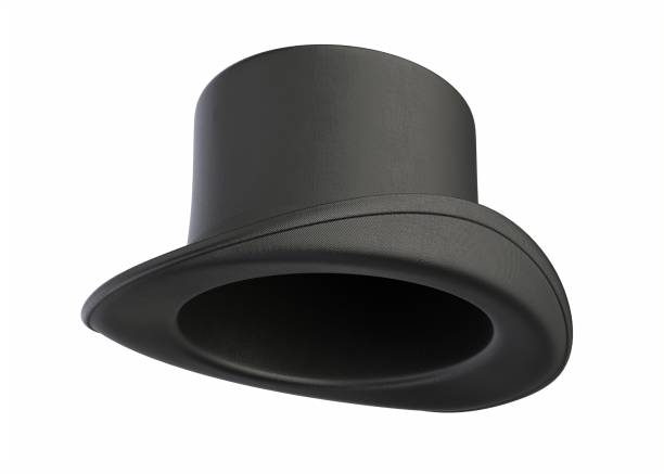 화이트에 고립 된 빈티지 블랙 실린더 매직 모자의 3d 그림 - top hat 뉴스 사진 이미지