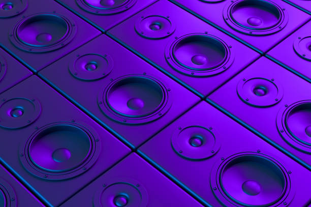 istock Audio Speaker Background with Neon Lights 1323543526