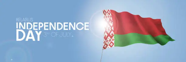 Vector illustration of Belarus happy independence day greeting card, banner with template text vector illustration