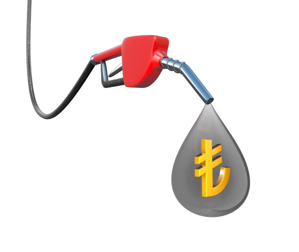 istock Gas Pump with Turkish Lira Drop 1323545358