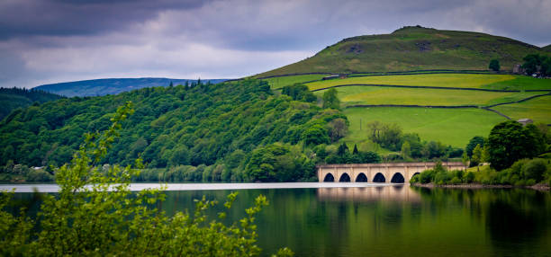 Ladybower reservoir in the Peak District stock photo