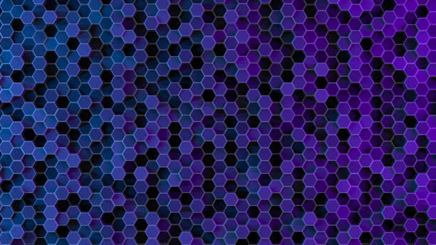 istock Abstract 3D Black Hexagon Background, Neon Lights 1323550696