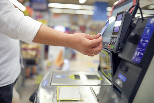 Contactless Payment With Credit Card, Supermarket