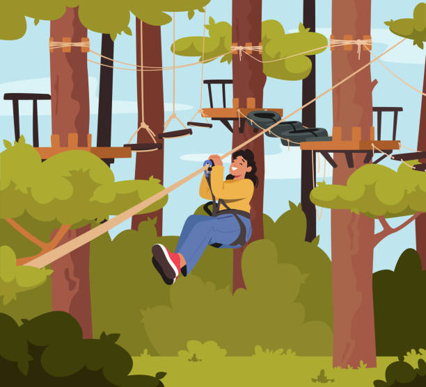 Happy Woman Go Down on Rope in Climbing Center, Extreme Recreation, Outdoor Family Activity and Relax. Sport or Hobby Happy Woman Go Down on Rope in Climbing Center, Extreme Recreation, Outdoor Fun, Family Activity and Relax. Female Character Sport or Hobby Challenge, Amusement. Cartoon People Vector Illustration positive negative slide stock illustrations