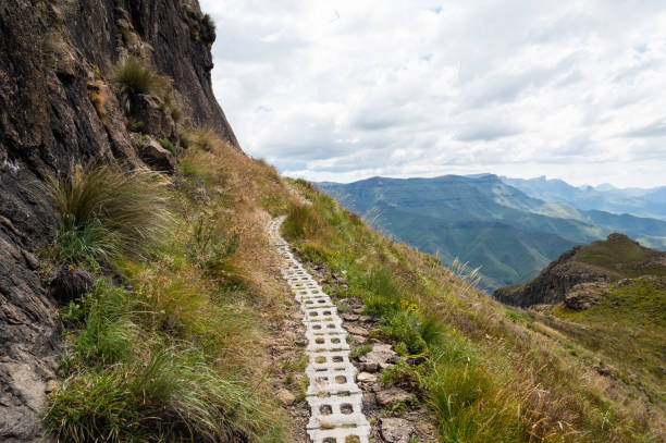 Man-made hiking path to Drakensberg mountains