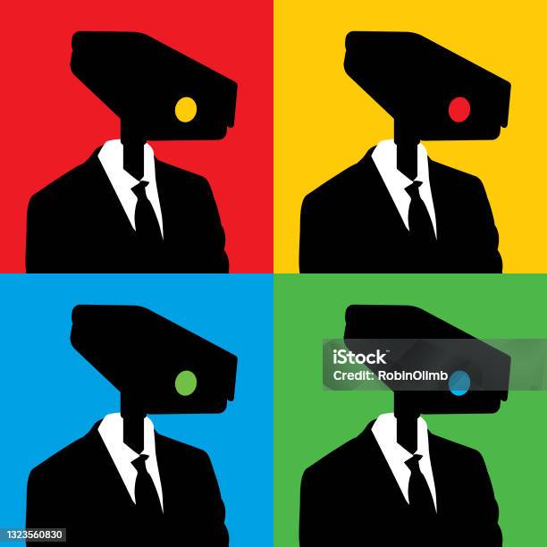 Security Camera Man Icons Stock Illustration - Download Image Now - Peeking, Privacy, Spy