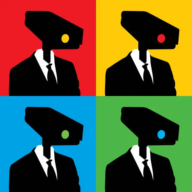 Vector illustration of Security Camera Man Icons