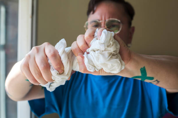 istock Hand delicate washing of clothes. 1323563627