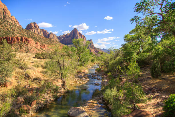 istock River flowing through a canyon with colorful rocks 1323569394