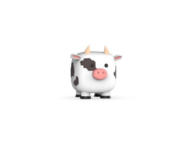 cube cow 3d render model - jumbuck imagens e fotografias de stock