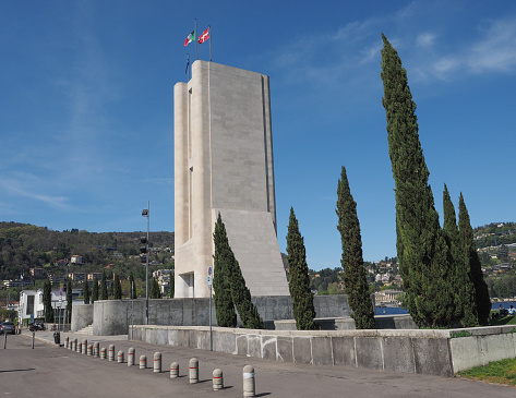 Como, Italy - Circa April 2017: Monumento ai Caduti war memorial by rationalist architects Antonio Sant Elia and Giuseppe Terragni