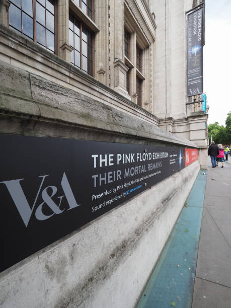 Pink Floyd exhibition at VA museum in London London, Uk - Circa June 2017: Entrance to the Pink Floyd exhibition called Their Mortal Remains at the Victoria and Albert museum george floyd protests stock pictures, royalty-free photos & images