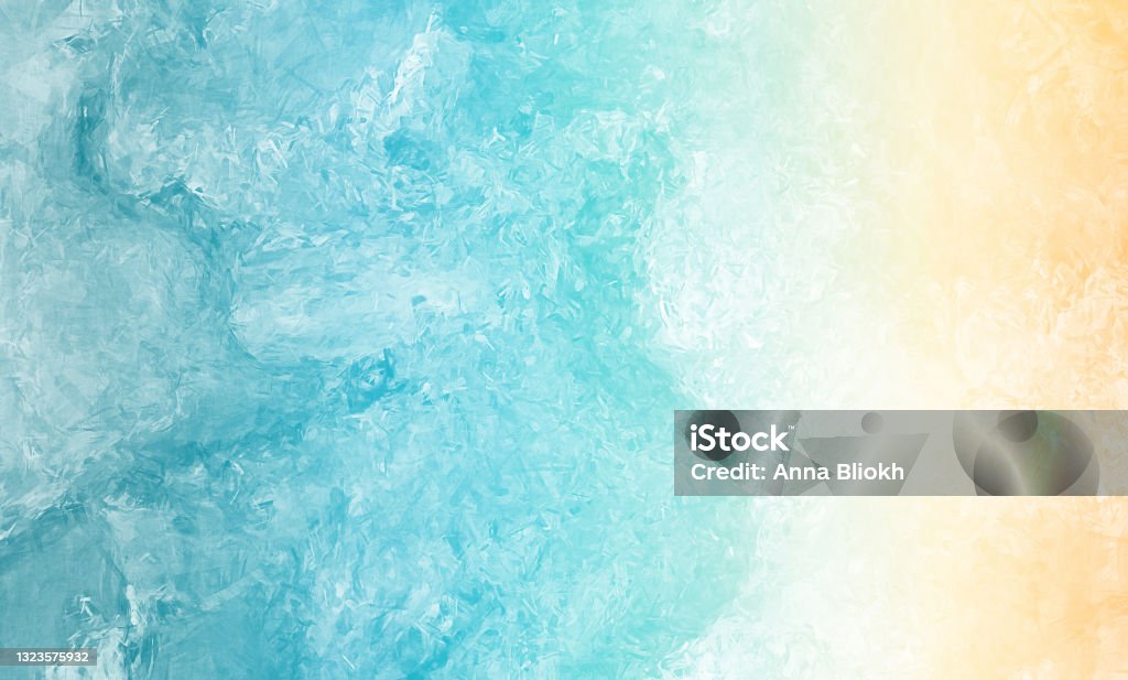 Abstract Beach Sea Summer Grunge Background Wave Sand Pastel Crayon Drawing Stroking Brushing Bleached Teal Blue Yellow Pattern Oil Watercolor Paint Marble Stucco Concrete Texture Imitation Copy Space Abstract Beach Sea Summer Grunge Background Wave Sand Pastel Crayon Drawing Stroking Brushing Bleached Teal Blue Yellow Pattern Oil Watercolor Paint Marble Stucco Concrete Texture Imitation Copy Space Distorted Toned Macro Photography Design template for presentation, flyer, card, poster, brochure, banner Beach Stock Photo