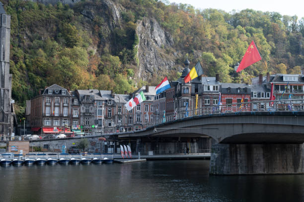 istock Small Belgian town Dinant on Meuse river in Walloon, Belgium 1323578697