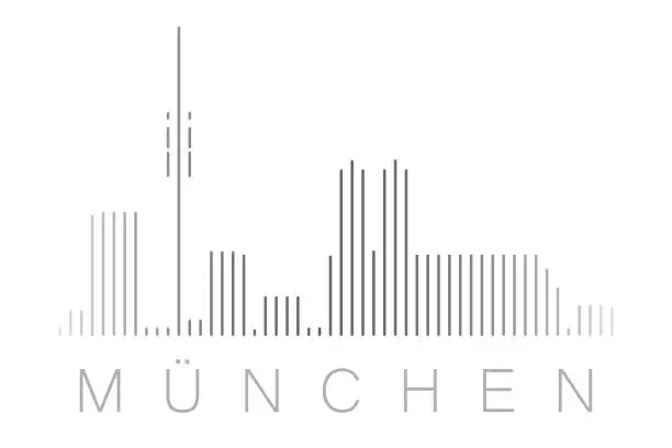 Vector illustration of Vertical Bars Munich Landmark Skyline