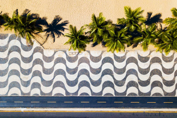 Top View of Copacabana Mosaic Sidewalk stock photo