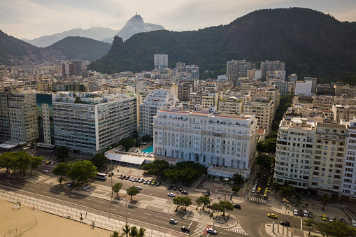 Rio de Janeiro, Brazil - March 29, 2021: The Copacabana Palace Hotel is the most famous and luxurious hotel in Rio de Janeiro, Brazil.