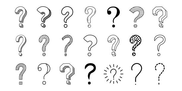 Set of hand drawn question marks, doodle questions on a white background Set of hand drawn question marks, doodle questions on a white background q and a illustrations stock illustrations