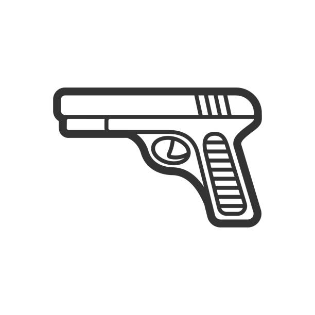 ハンドガン、ベクトルフラットペイントボールまたはエアソフトアイコン - gun handgun silhouette outline点のイラスト素材／クリップアート素材／マンガ素材／アイコン素材