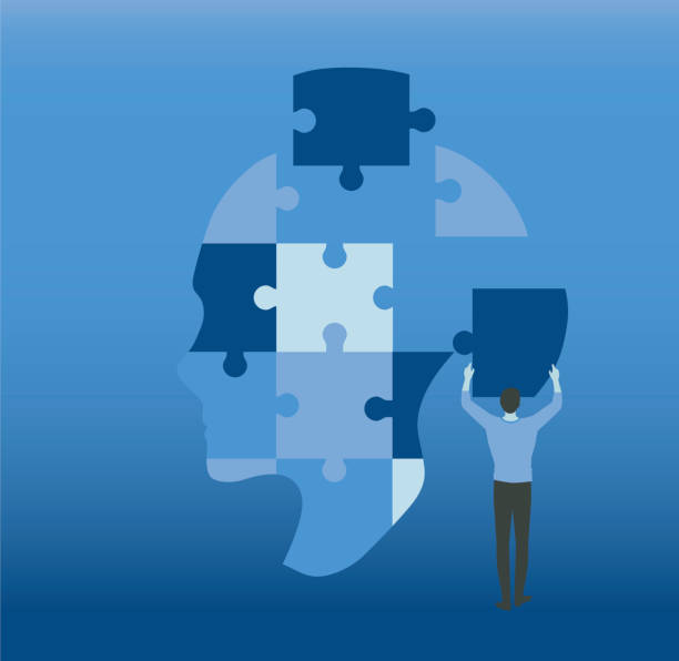 Head puzzle vector. Mental Health Head puzzle vector. Mental Health. Marketing psychology strategy. neuropsychology stock illustrations