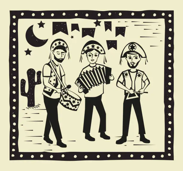 Vector illustration of Musicians playing in Festa Junina vector