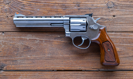 Close-up of 357 Magnum Taurus revolver.