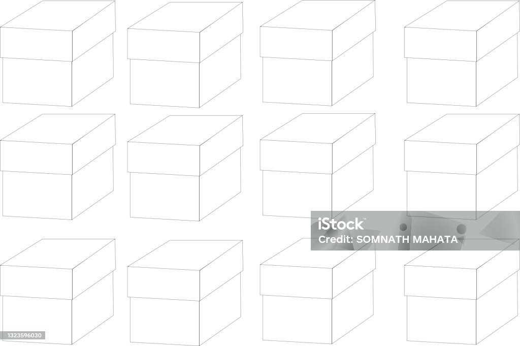 Vector Abstract Geometric Shape From Box White Squares 3d Box Pattern ...