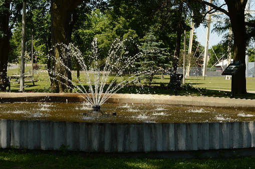 A view of the updated fountains in Centennial park located in Smiths Falls, Ontario spring of 2021.