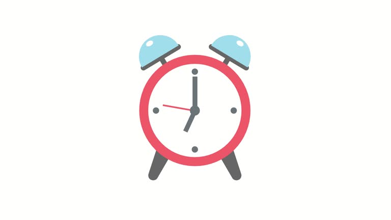 Cartoon alarm clock 1 minute animation, second hand