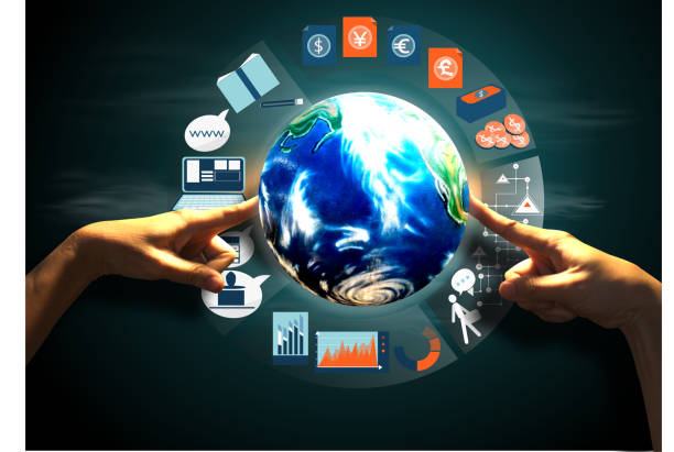 istock Hand touch global. creativity illustration modern Idea and Concept. 1323607283