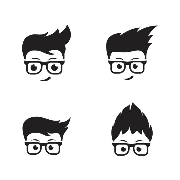 Geek Boy Vector icon design Geek Boy Vector icon design illustration Template nerd stock illustrations