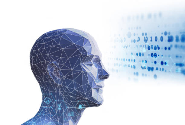 istock 3d illustration of cyber robot human on technology background. 1323610950