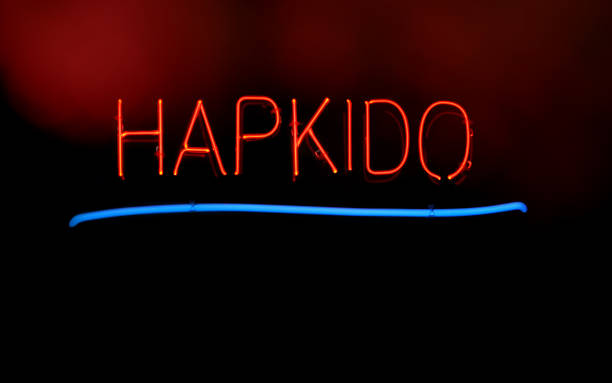 istock Neon Martial Arts Sgn in School Window Hapkido 1323610974