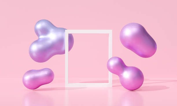 abstrakte lila rosa hintergrund textur. weißer rahmen mit fluidität lebendige gradient flüssigkeit flüssigkeit fließenden flüssigkeitsfluss. digitales 3d-rendering für werbung, leeres banner-design. moderner kreativer ideen minimalismus. - fluidity stock-fotos und bilder