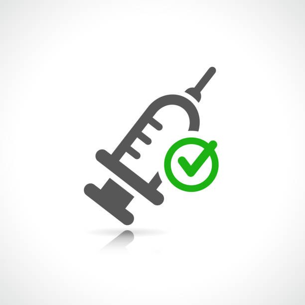 vaccination or vaccine done icon vector art illustration