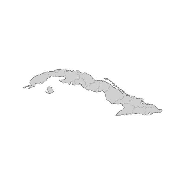 Map of Cuba divided to regions. Outline map. Vector illustration. Map of Cuba divided to regions. Outline map. Vector illustration. grenada caribbean map stock illustrations