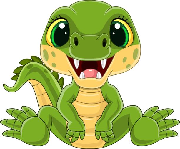 Cartoon cute baby crocodile sitting Vector illustration of Cartoon cute baby crocodile sitting crocodile smile stock illustrations