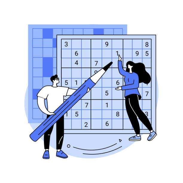 bildbanksillustrationer, clip art samt tecknat material och ikoner med do a crossword and sudoku abstract concept vector illustration. - sudoku