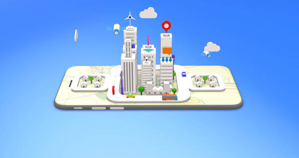 istock Isometric 3D Futuristic Smart City On Smart Phone. Artificial Intelligence. 1323630516