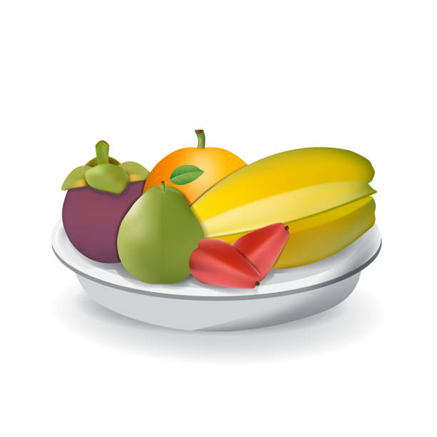 istock Realistic Natural Fresh Fruits on Plate Summer Isolated Vector Illustration 04 1323634562