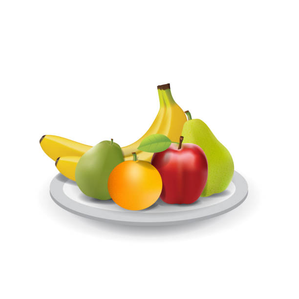 istock Realistic Natural Fresh Fruits on Plate Summer Isolated Vector Illustration 02 1323635701