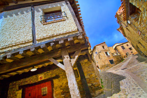 Street Scene, Tipycal Architecture, Old Town, Yanguas, Soria, Castilla y León, Spain, Europe
