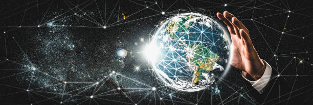 istock Global network connection covering earth with link of innovative perception 1323646440