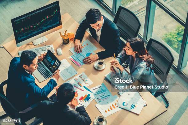 Business Visual Data Analyzing Technology By Creative Computer Software Stock Photo - Download Image Now