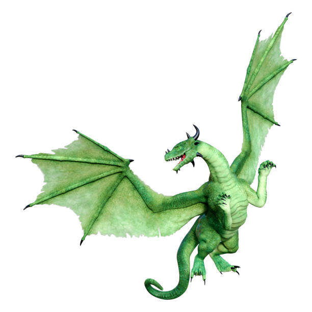 istock 3D illustration fantasy dragon on white 1323647527