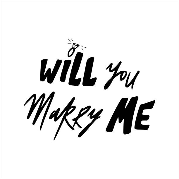 istock lettering will you marry me black and white illustration. Nervous style typography, 1323652607