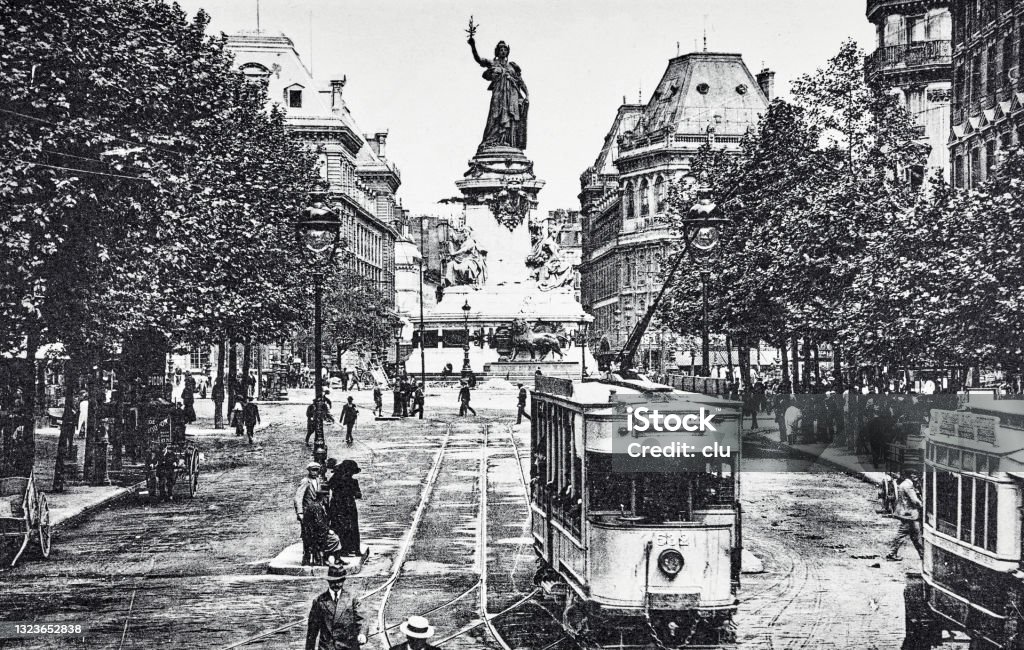 Paris, Place de la République Photography from 19th century Paris - France Stock Photo